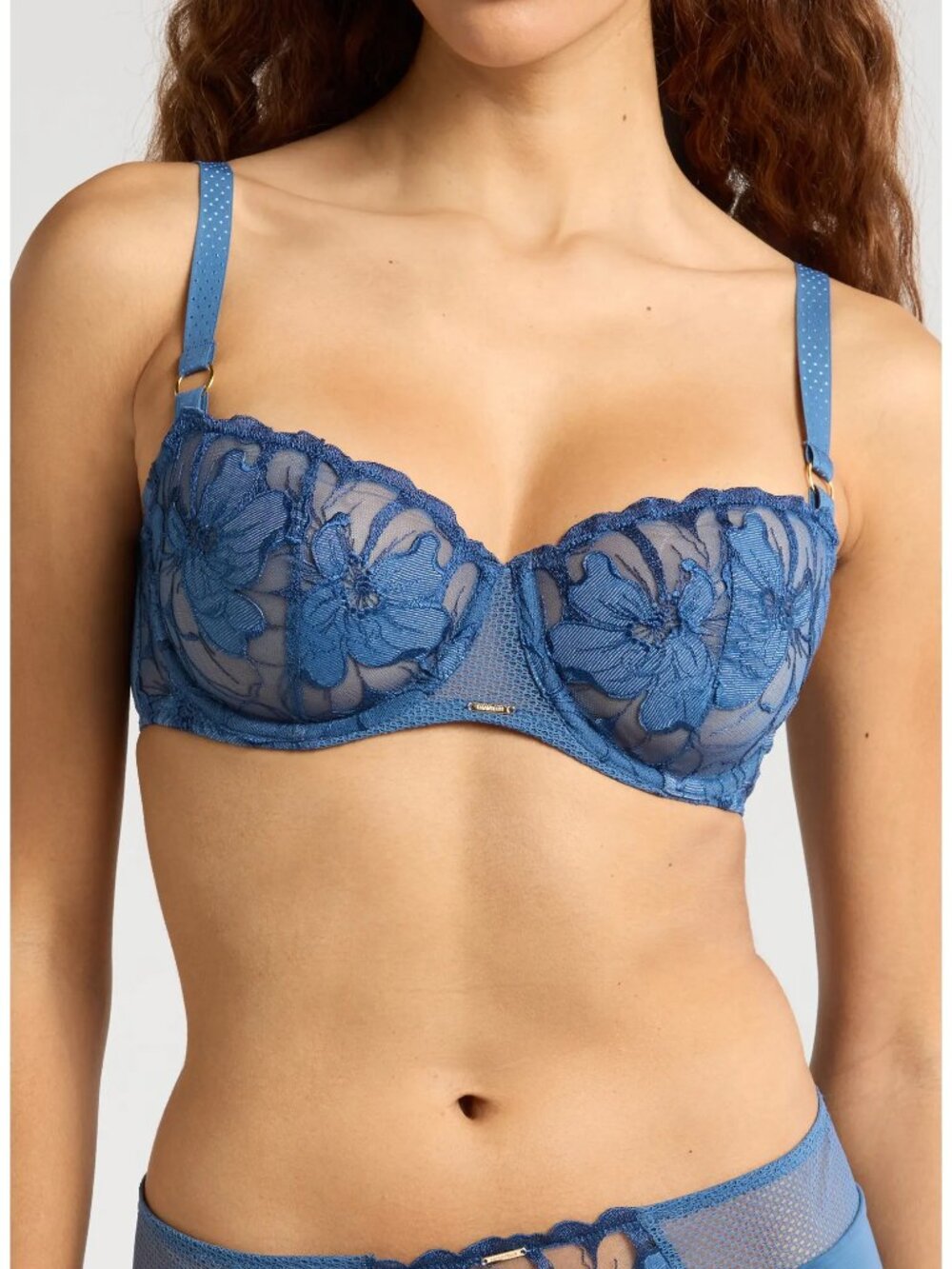 Chantelle Lingerie Fleurs Underwire Signature Demi Bra in Blue Denim